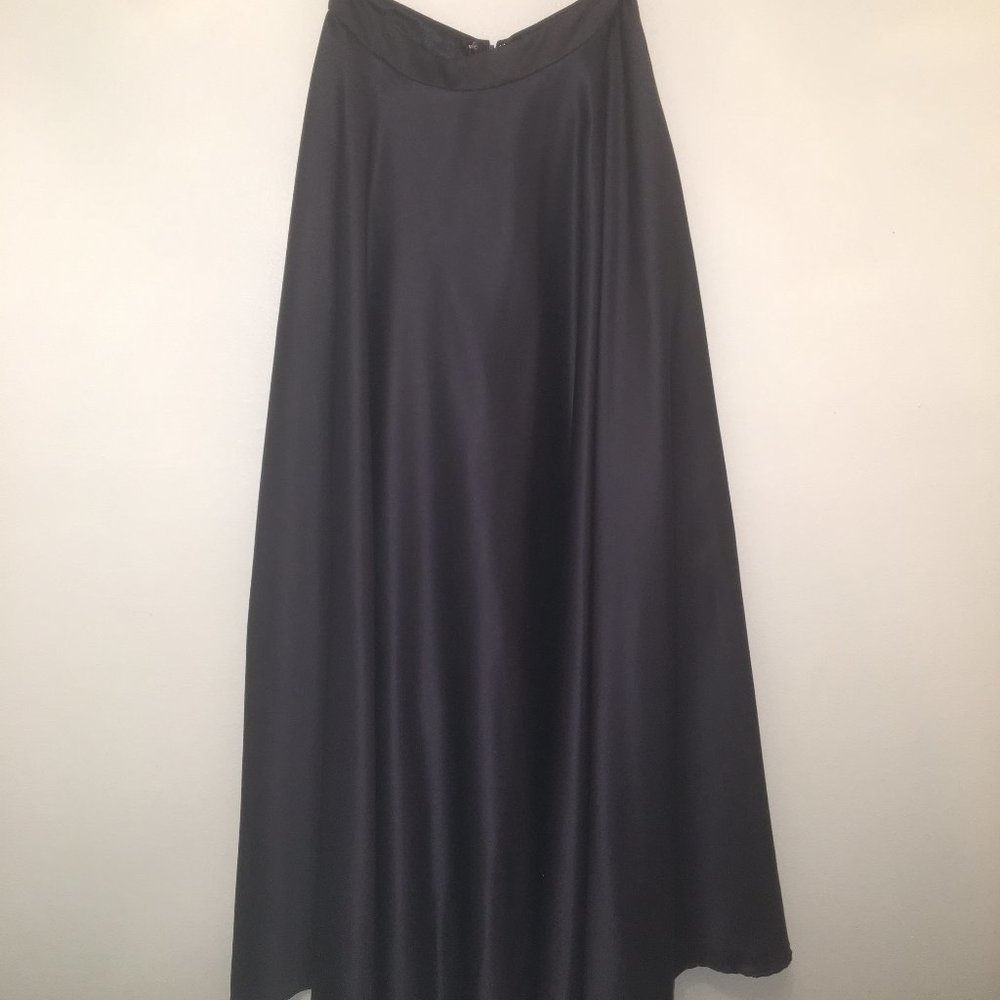 Navy La Femme Floor Length A Line Skirt w/ Pockets